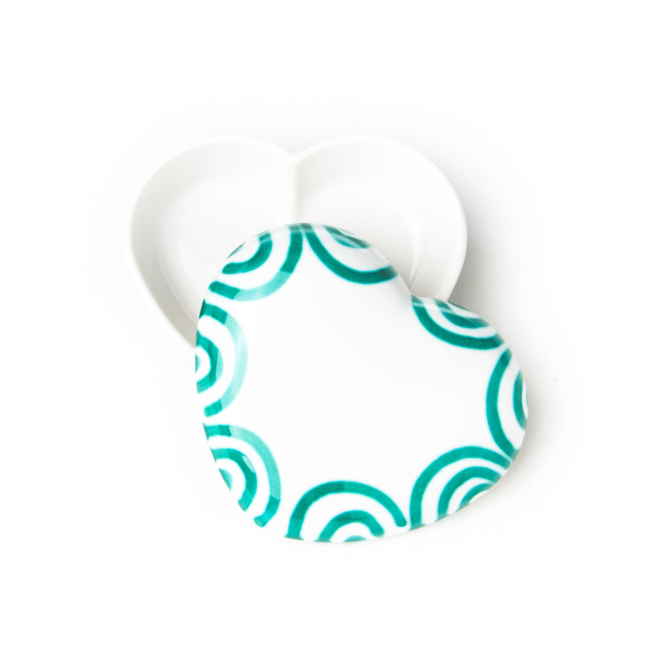 Green Flamed, Heart Bowl (L:10cm)