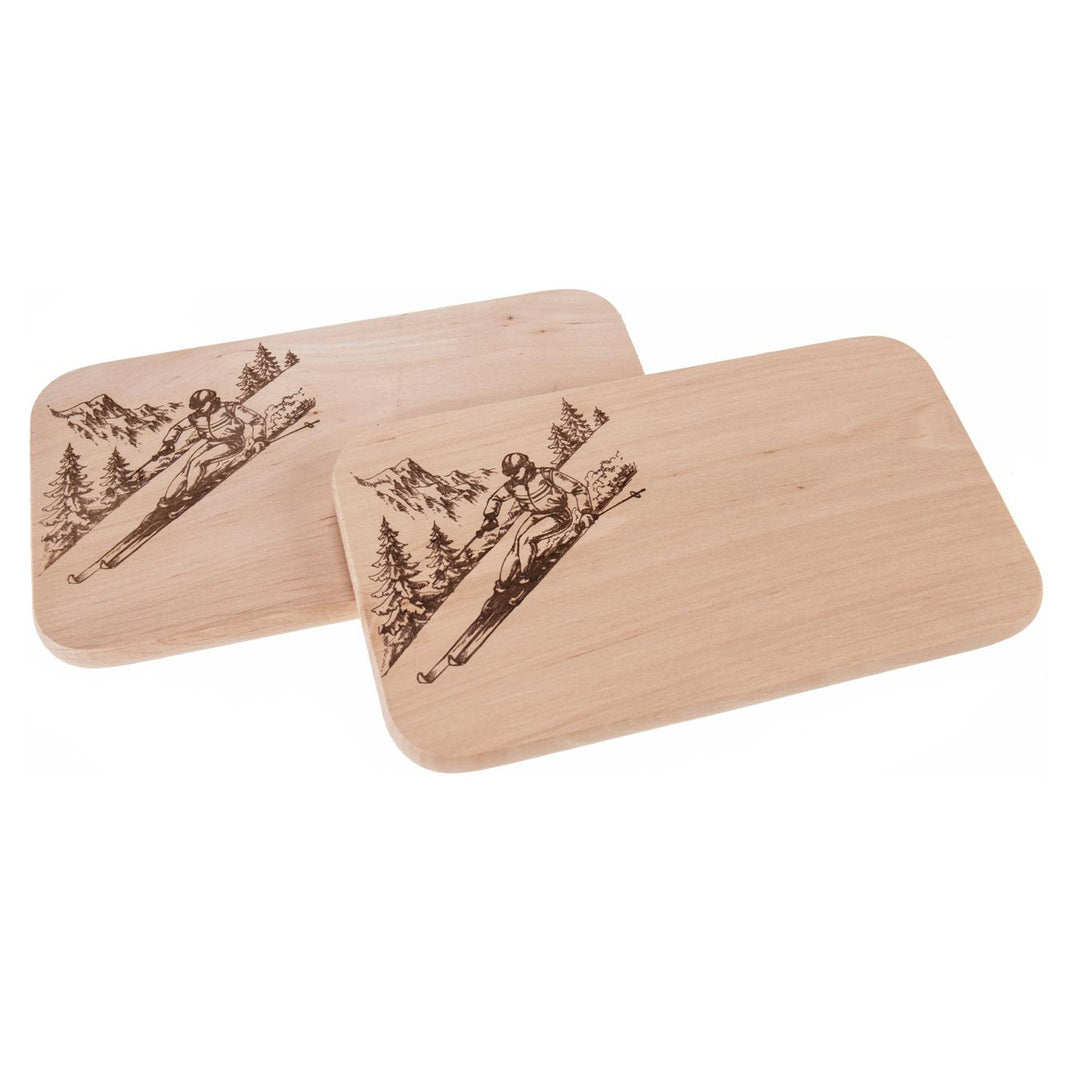 Schneidebrett Erle ca. 26 x 15 cm - Skifahrer
