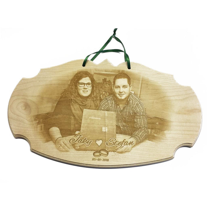 Wooden board curved edge approx. 40 x 22 cm