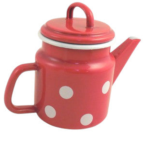Teapot 1L - red with white dots