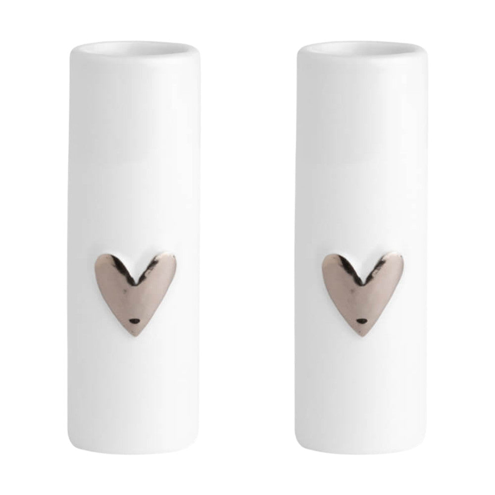 Minivasen "Herz" 2er Set silber