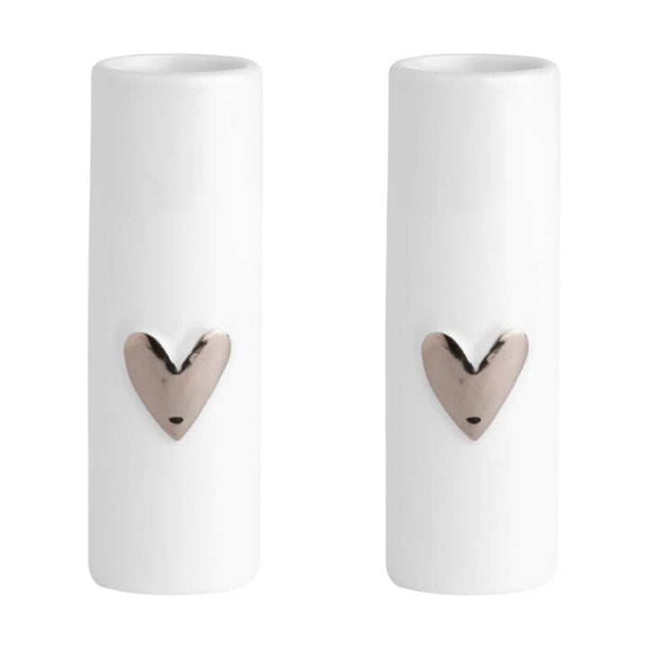 Minivasen "Herz" 2er Set silber