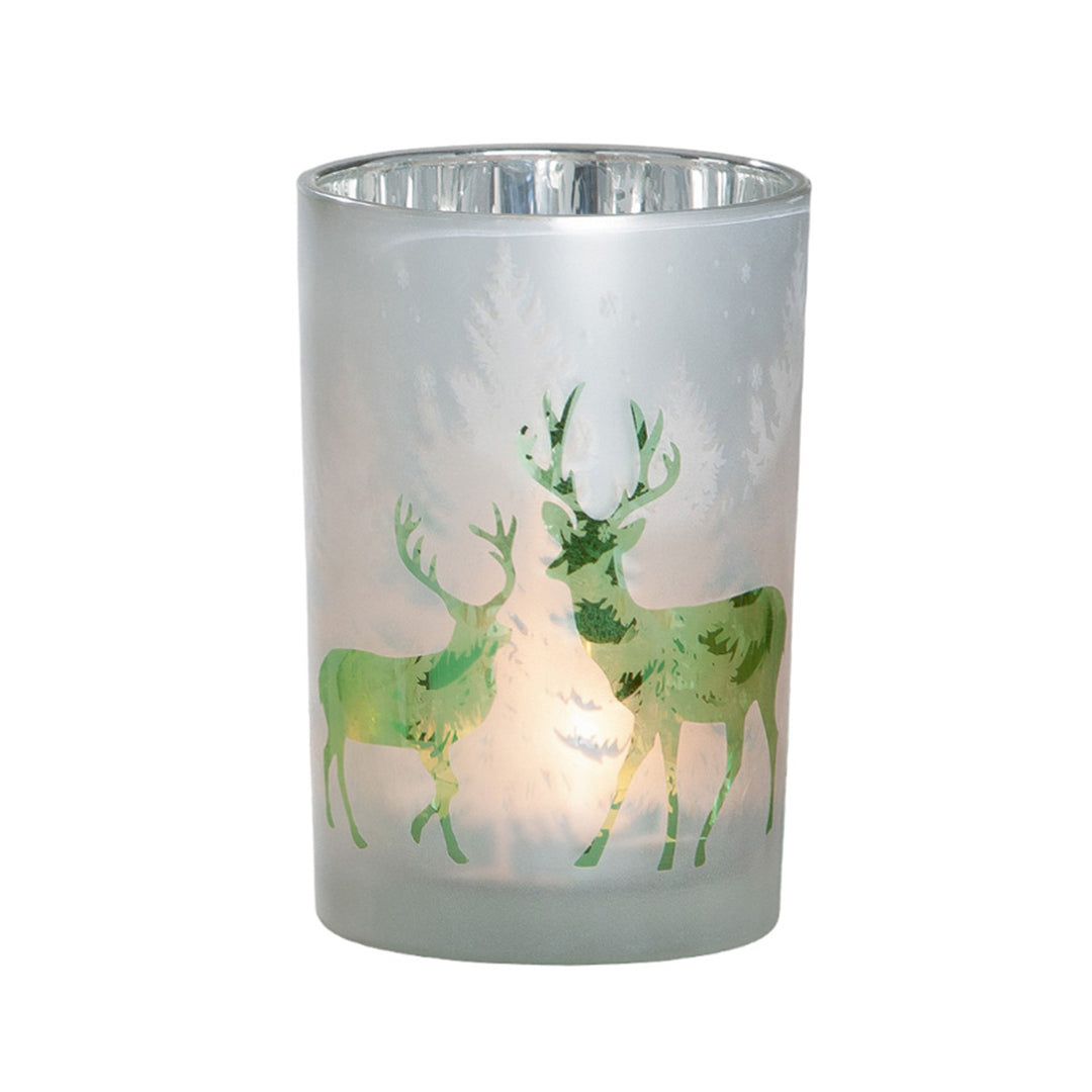 Glas Windlicht 'Deer Forest'