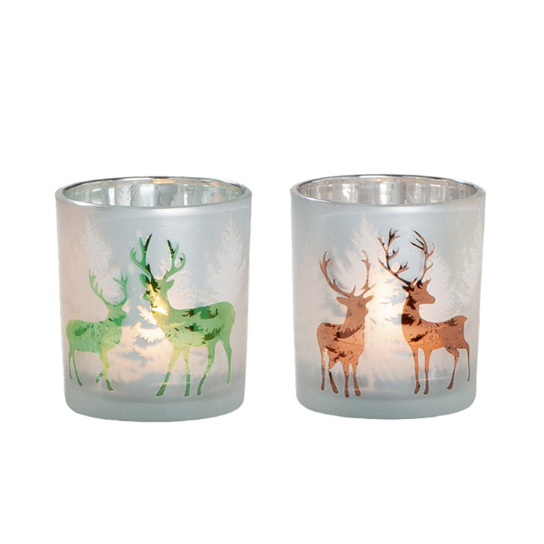 glass lantern 'Deer Forest'