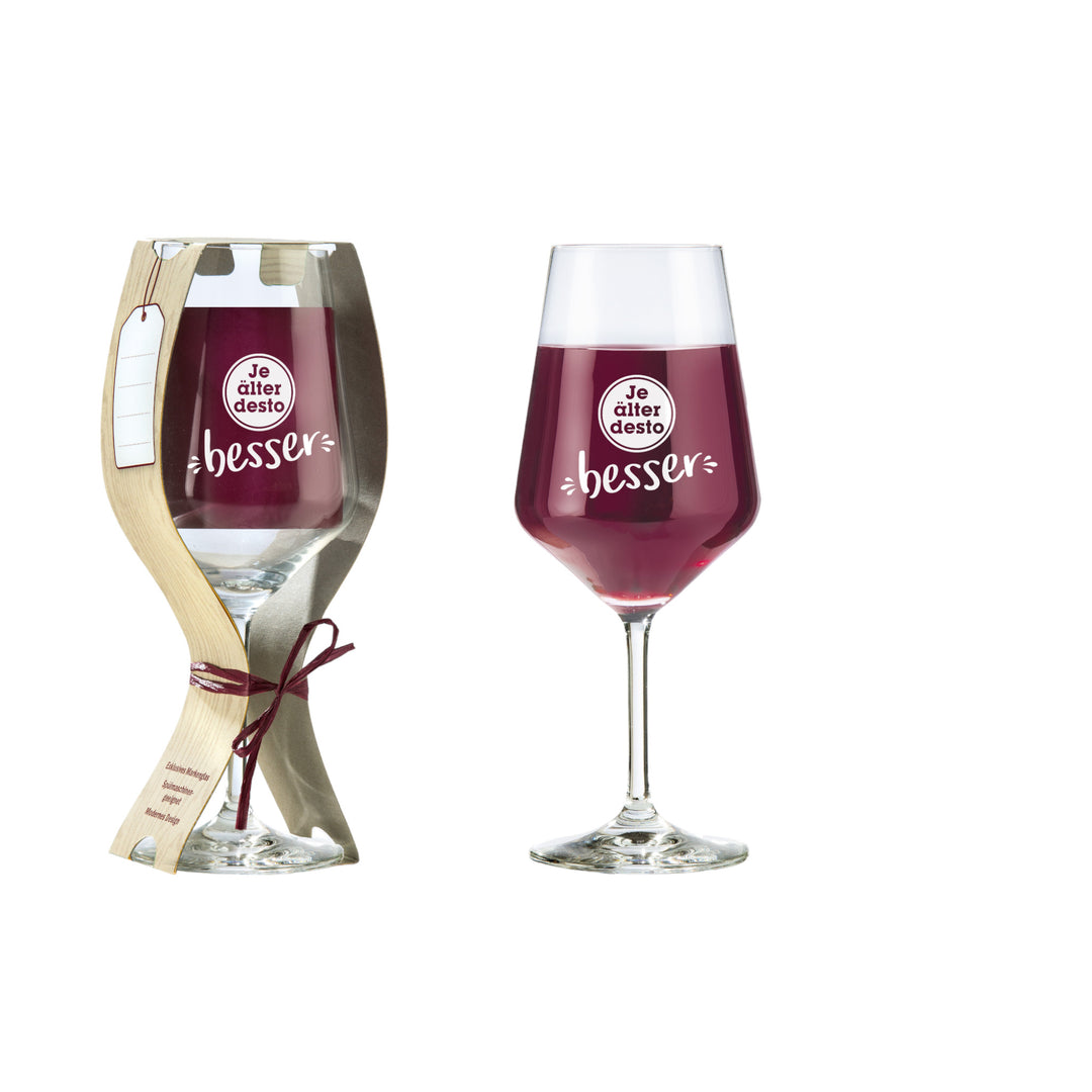 Weinglas "Je älter desto besser"