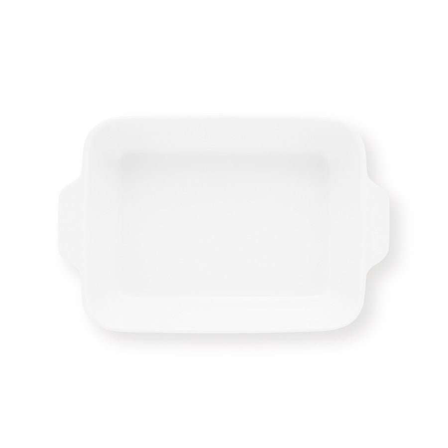 casserole dish - white with blue rim