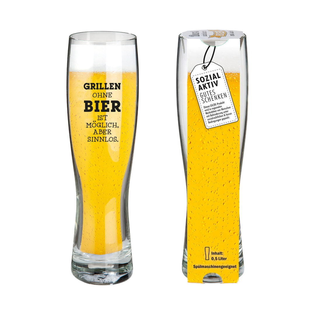 Weizenbierglas "Grillen"
