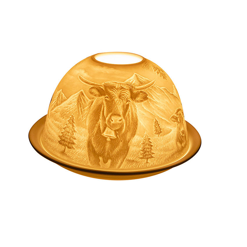 Teelichtkuppel aus Porzellan - Kuh