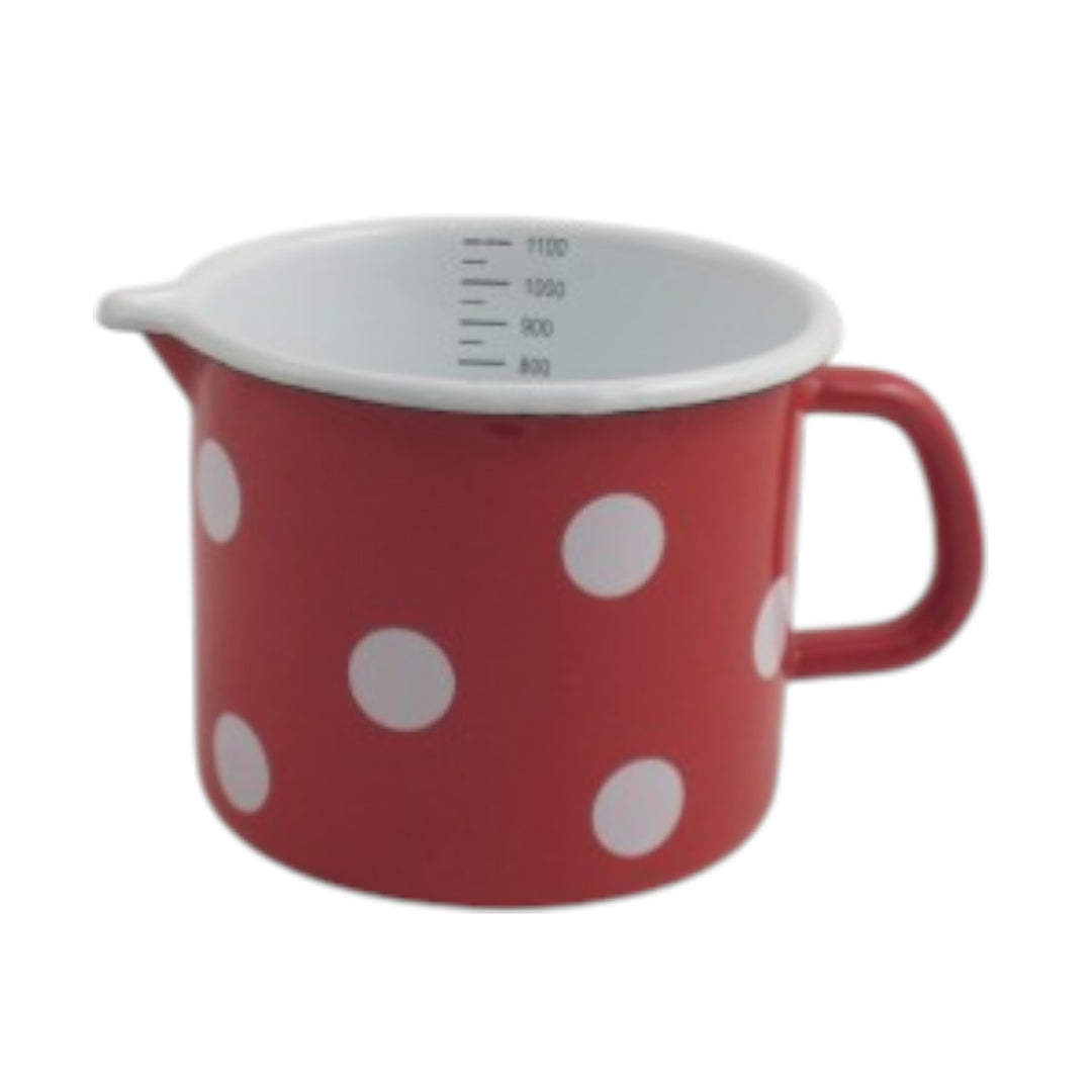 Milk pot 1L - red with white dots