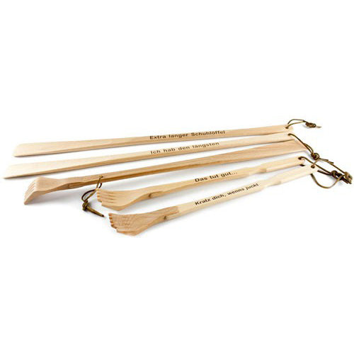 Back Scratcher-Shoehorn Combination Wood with/without Saying