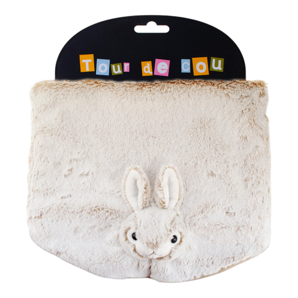 Plush tube scarf rabbit beige