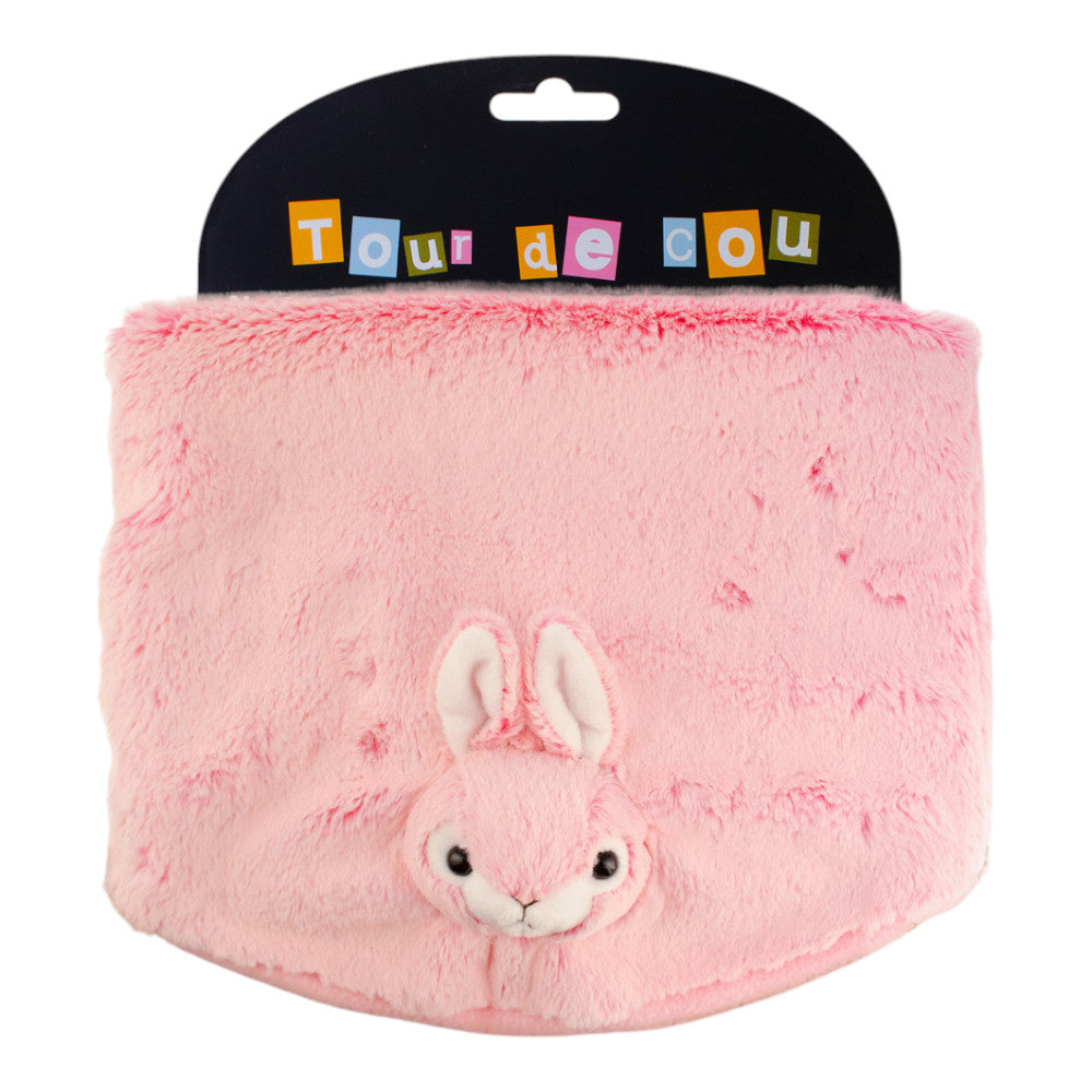 Plush tube scarf rabbit pink