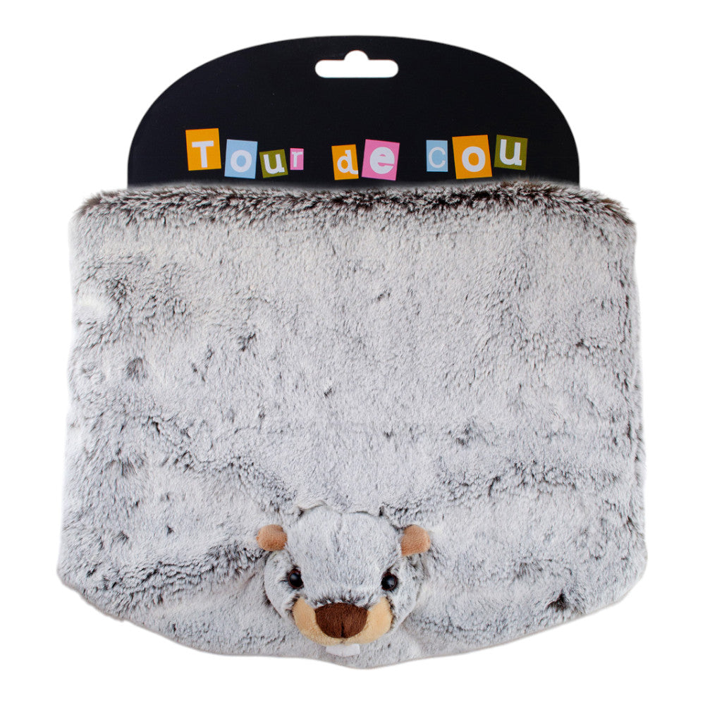 Plush tube scarf marmot