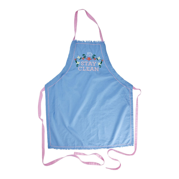 Enzymgewaschene Baumwoll-Schürze mit Stay Clean-Print- Blau