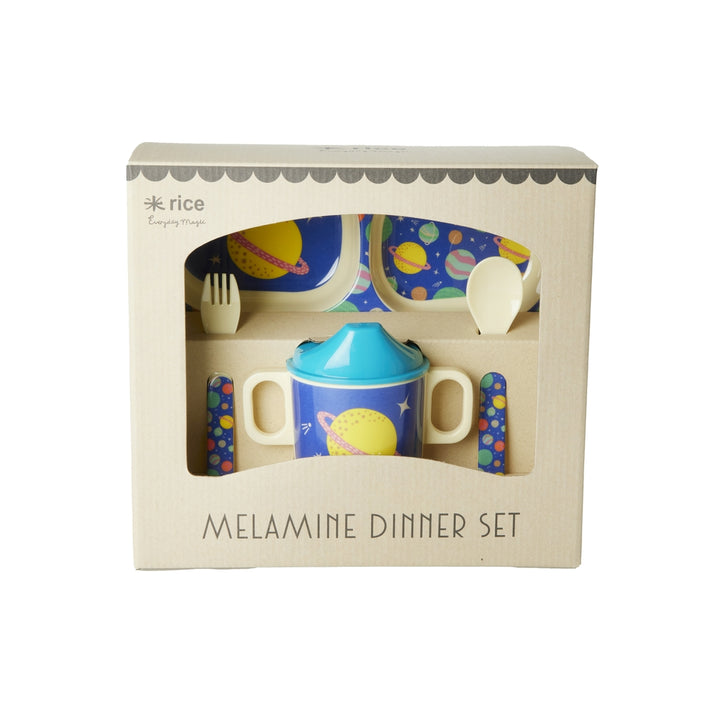 Melamine baby tableware set in gift box - Galaxy Print - 4 pcs.