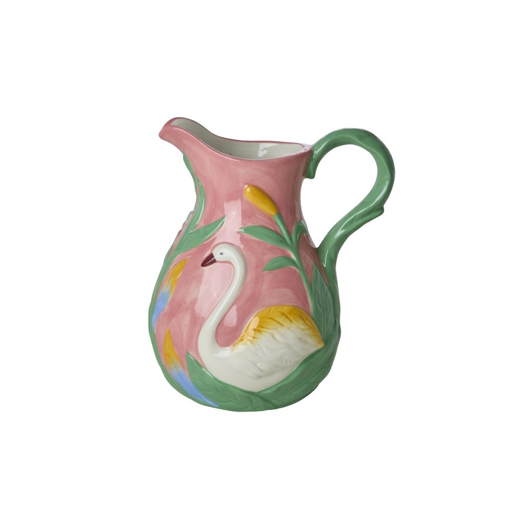 Keramikvase mit Schwan in Koralle – 1,4 l