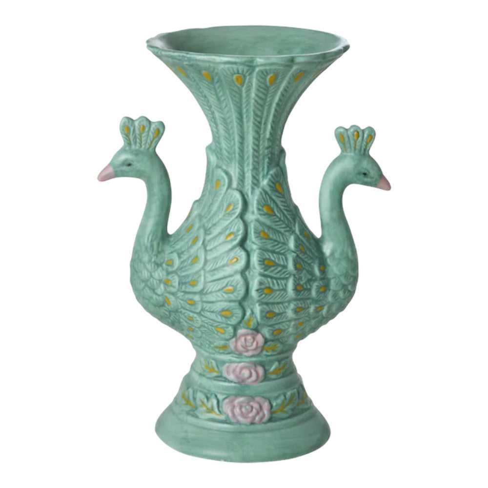 Keramikvase mit Pfauen