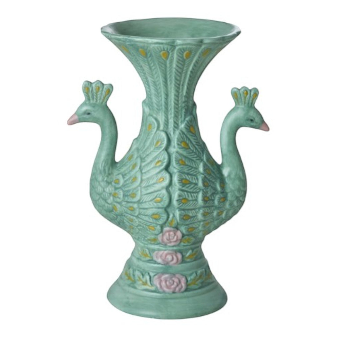 Keramikvase mit Pfauen