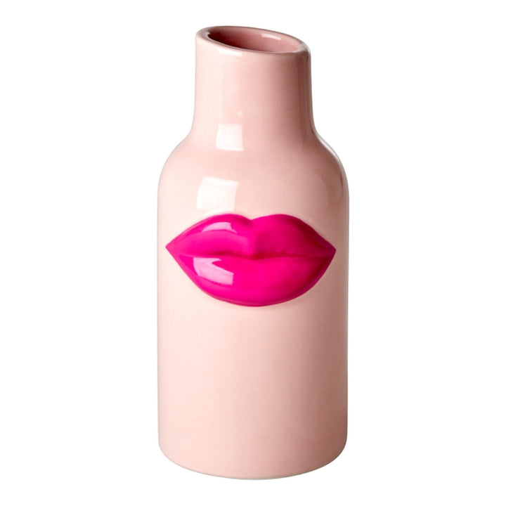 Keramikvase mit fuchsiafarbenen Lippen- klein