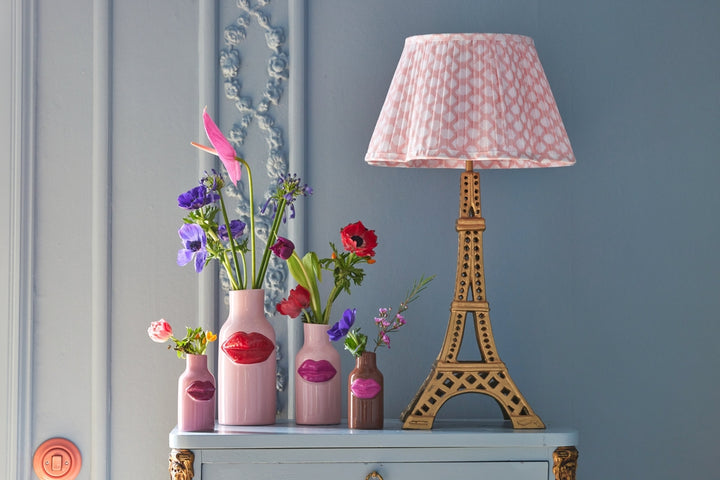 Keramikvase Pink mit Dark Pink Lips – Extra klein