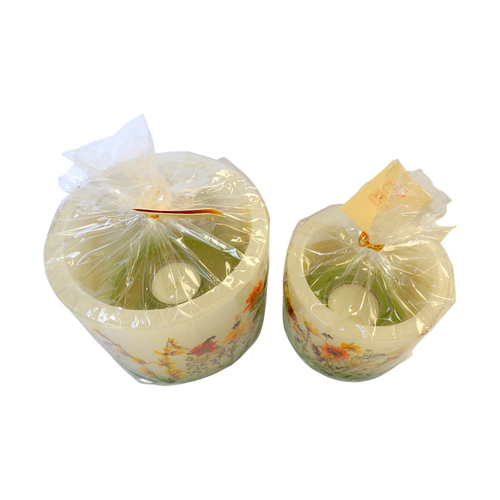 Lantern candle with pressed flowers