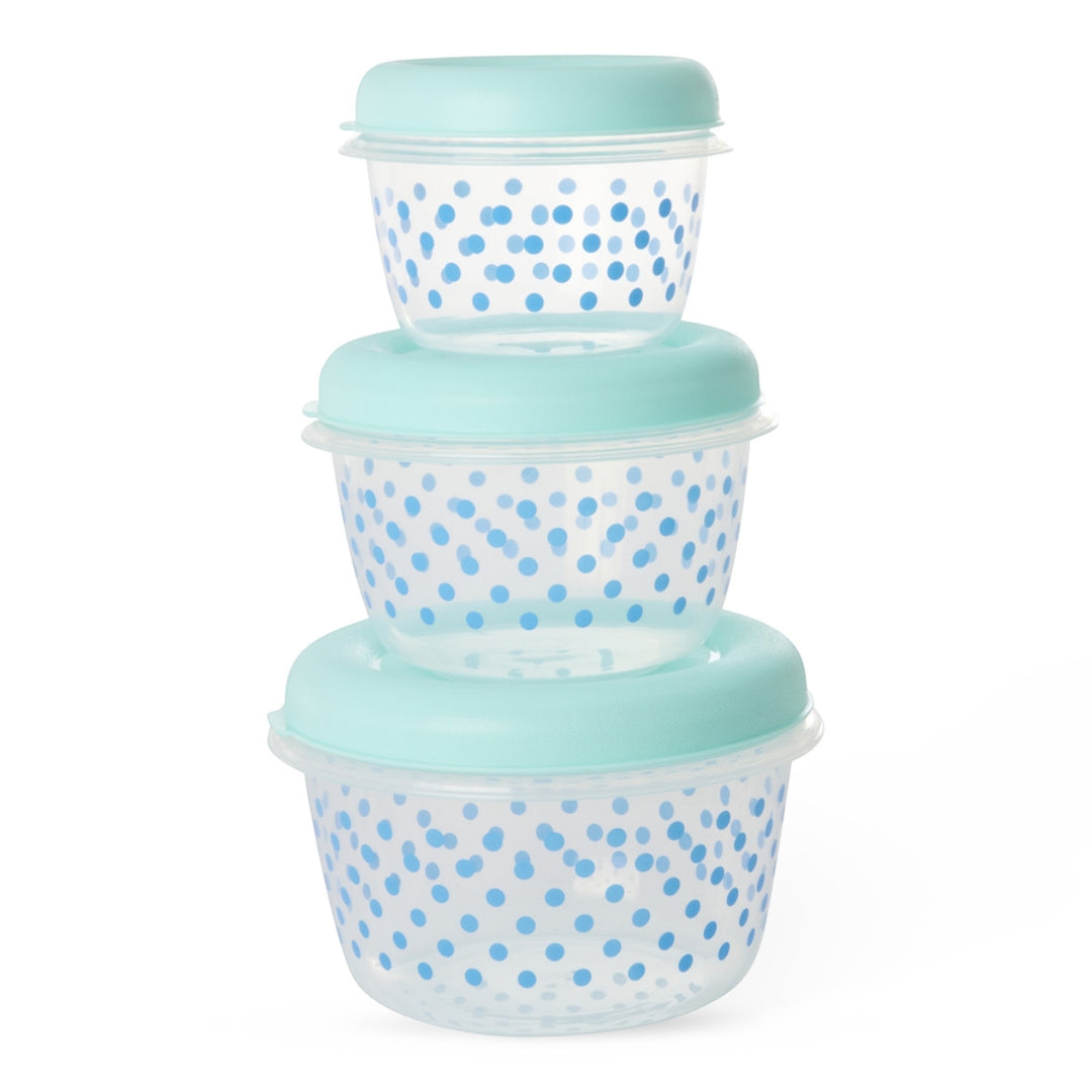 Plastik runde Brotdose mit Mint Dots – Set mit 3