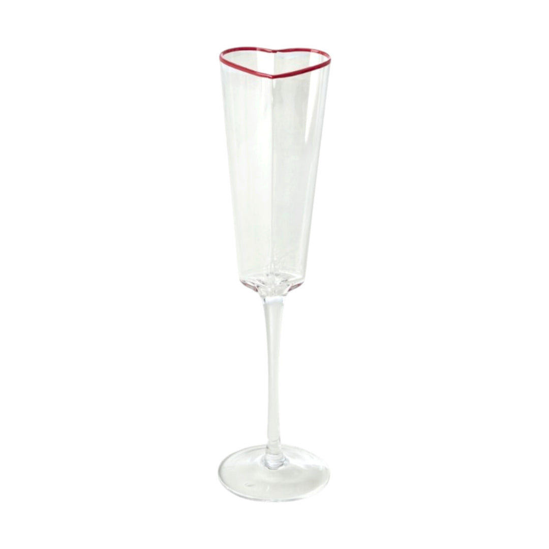 Sektglas in Herzform mit rotem Rand- 155 ml