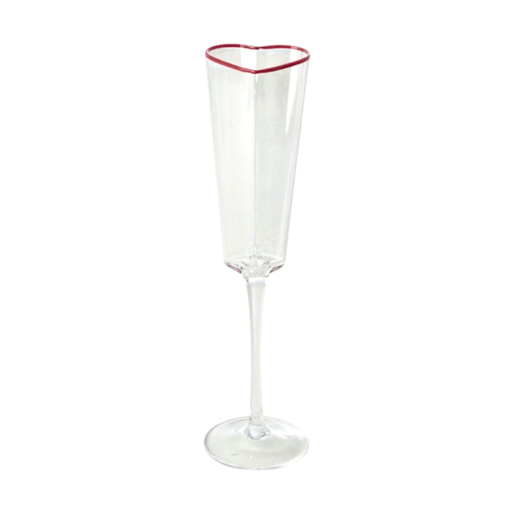 Sektglas in Herzform mit rotem Rand- 155 ml