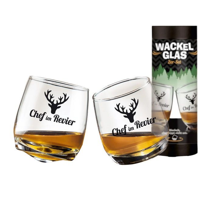 Glass wobbly glass 'Chef' set of 2