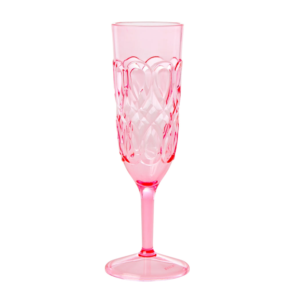 Acrylic Champagne Glass with Swirl Embossing – Pink – 200 ml