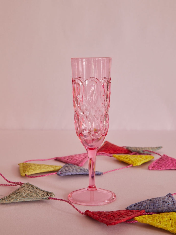 Acrylic Champagne Glass with Swirl Embossing – Pink – 200 ml
