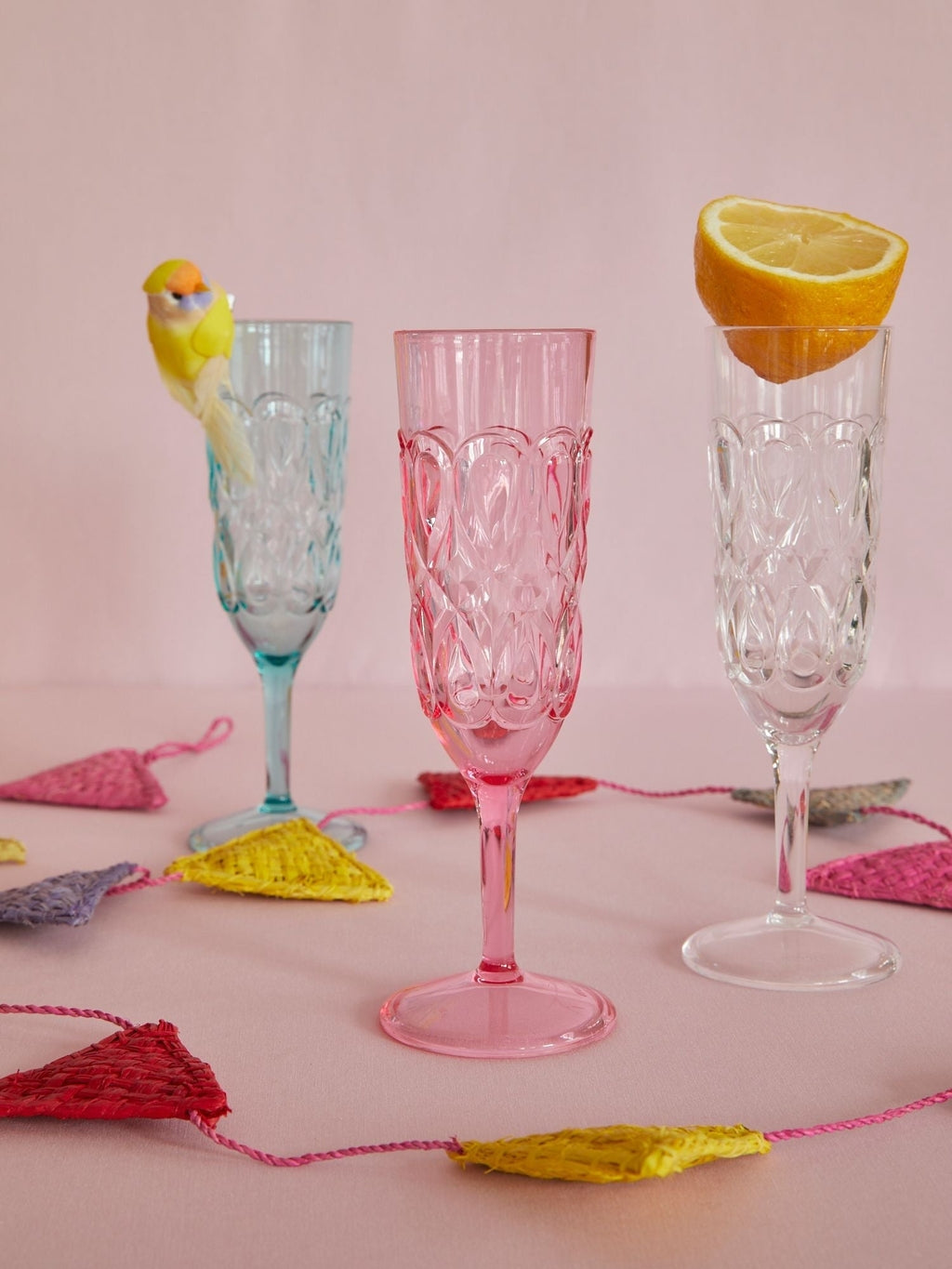 Acrylic Champagne Glass with Swirl Embossing – Clear – 200 ml