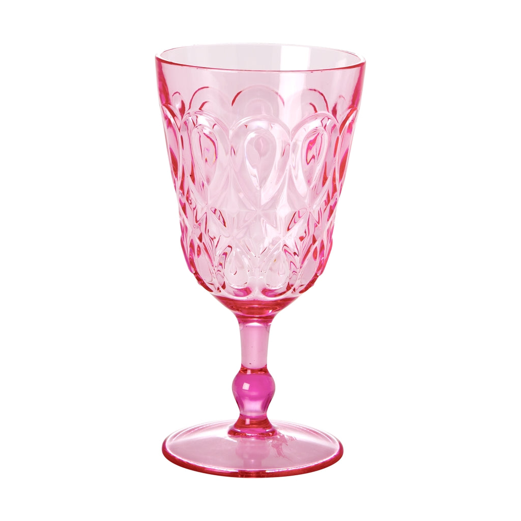 Pink acrylic wine glass with swirl embossing – 250 ml