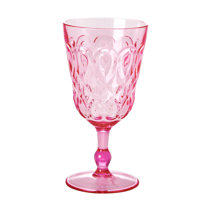 Pink acrylic wine glass with swirl embossing – 250 ml