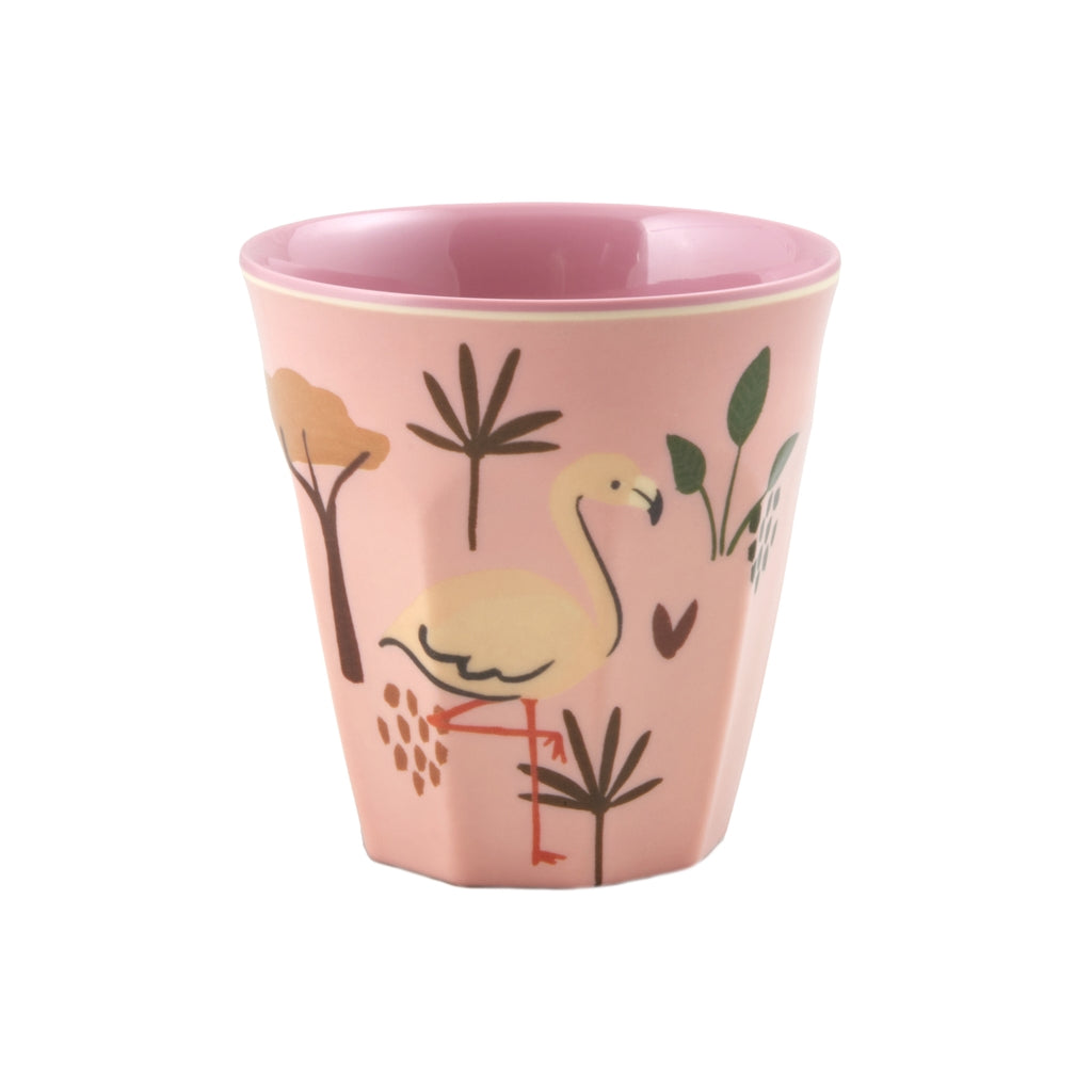 Melamine children's cup with pink jungle animal print - small - 160 ml