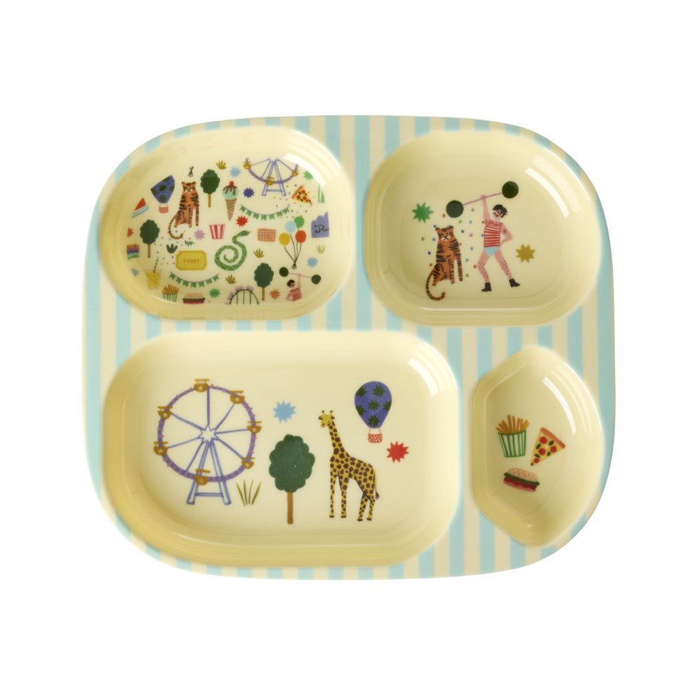 Melamin Kinder 4 Room Teller mit Mint Fun Fair Print