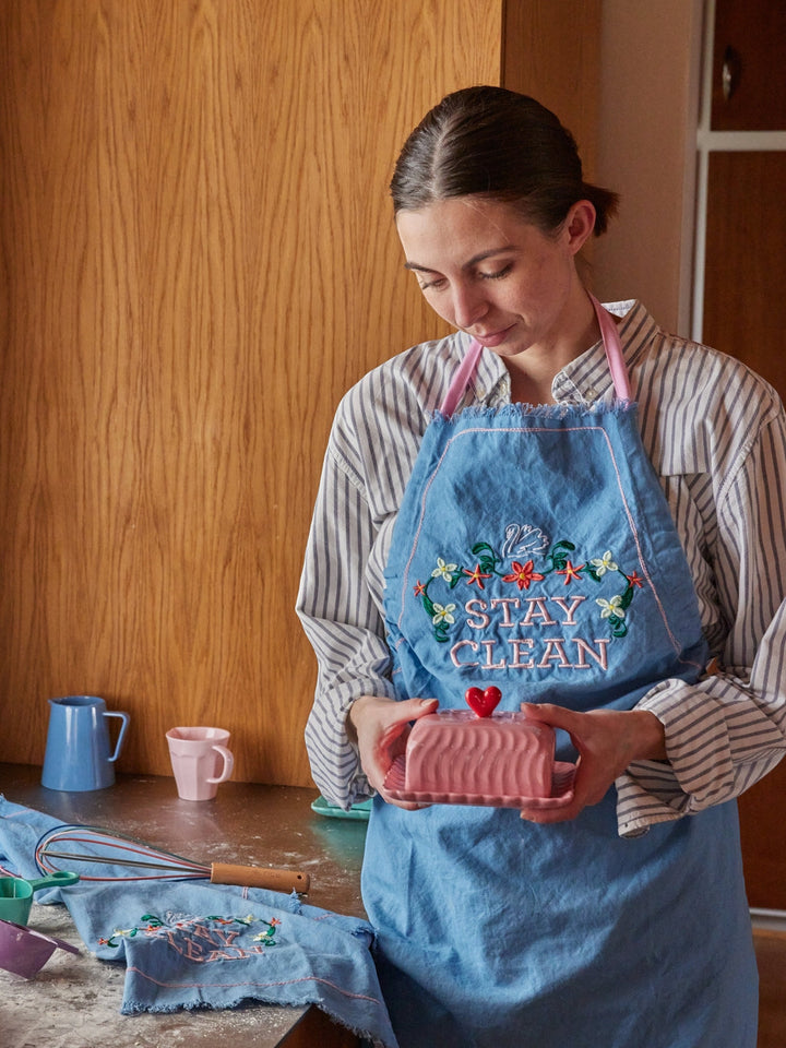 Silikon-Schneebesen in den Farben „A New York Minute“ mit Holzgriff – mittelgroß