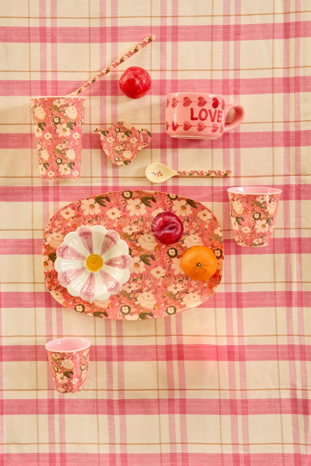 Melaminbecher mit Alison-Blumendruck- hoch- 400 ml