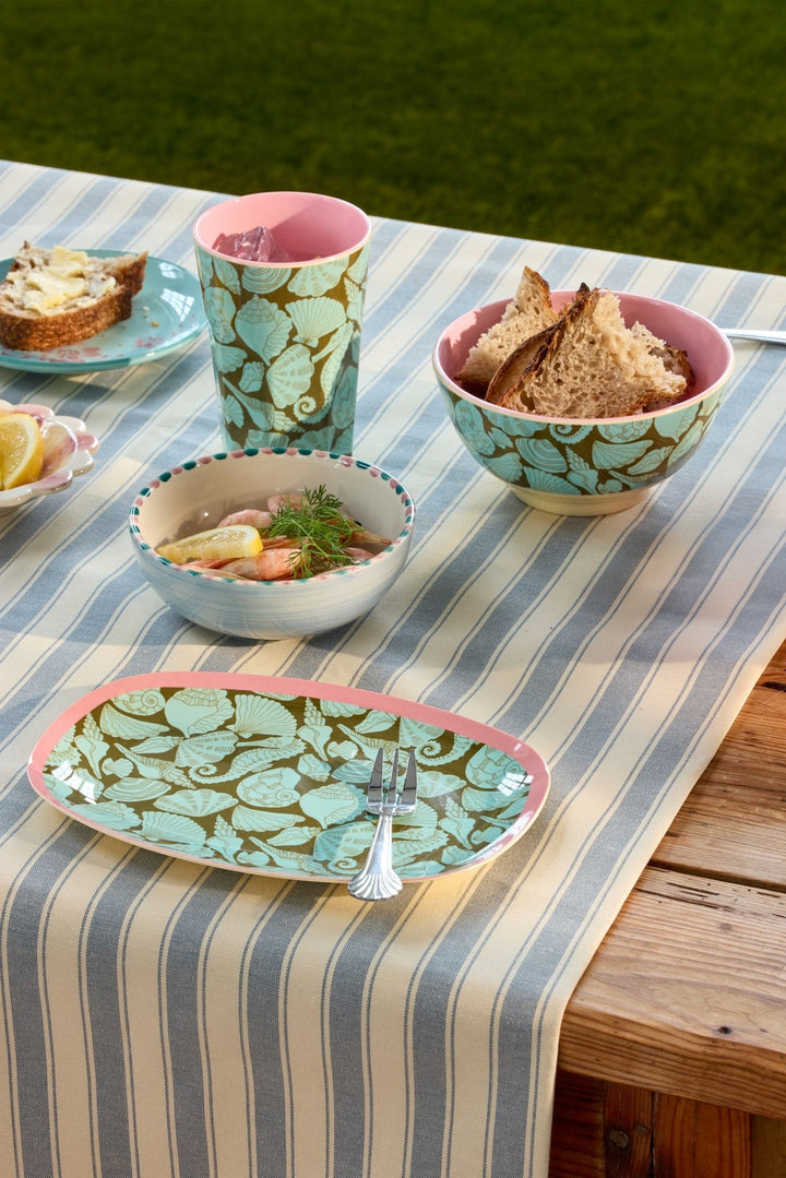 Melamin rechteckiger Teller mit Seashell Print – klein