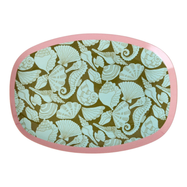 Melamin rechteckiger Teller mit Seashell Print – klein