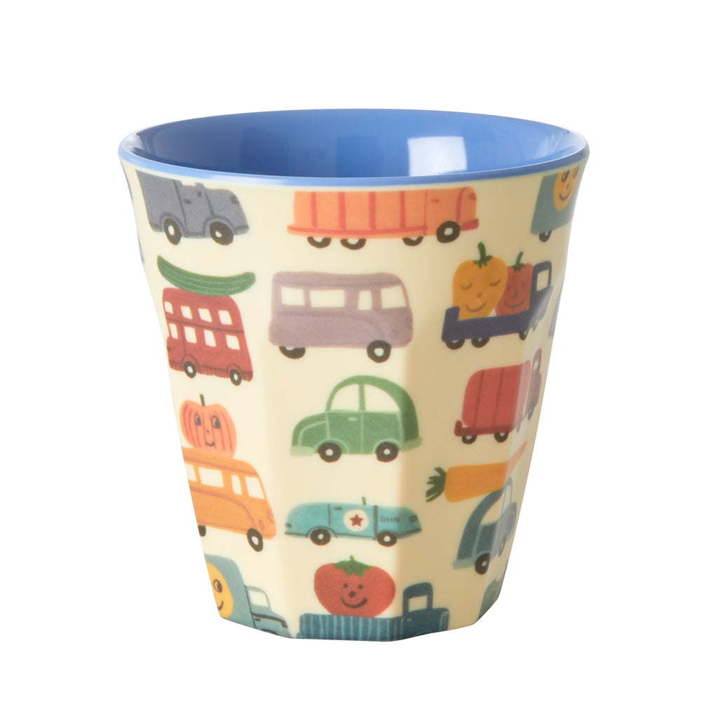 Melamine cup with Happy Cars print - medium - 250 ml