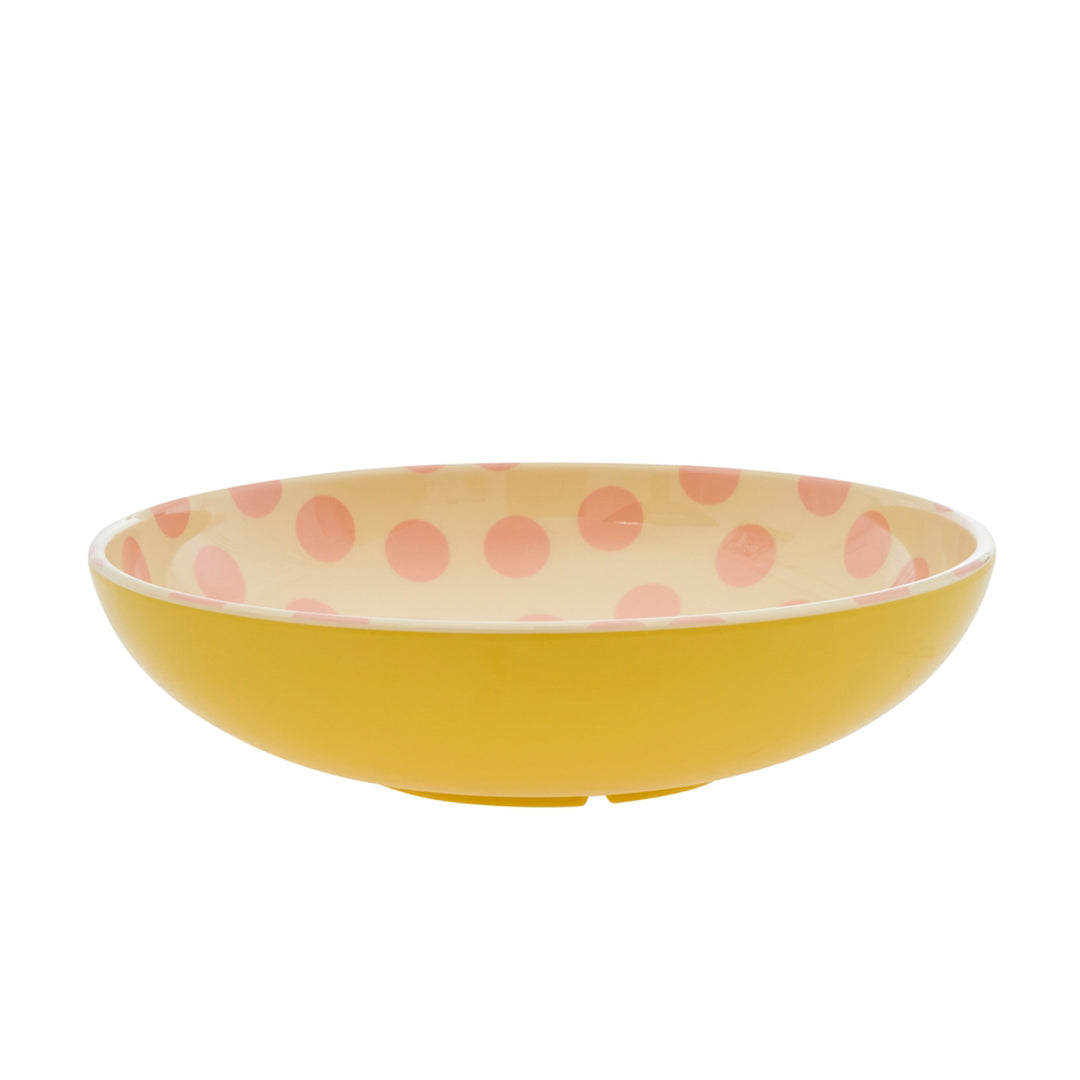 Melamine salad bowl with pink dot print