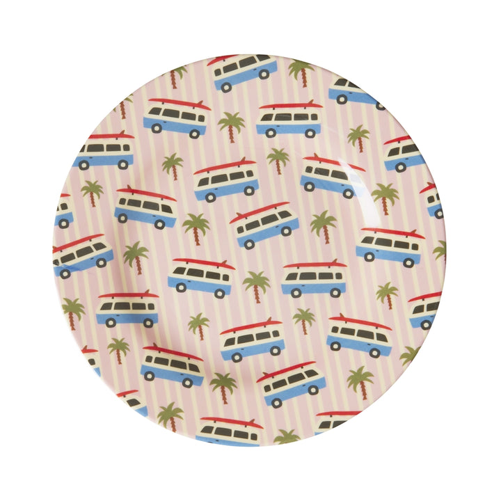 Melamine side plate for children with “Pink Cars” print.