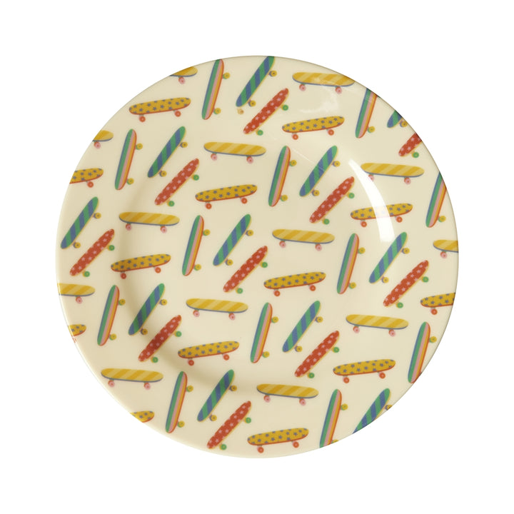 Melamine side plate for children with skateboard print