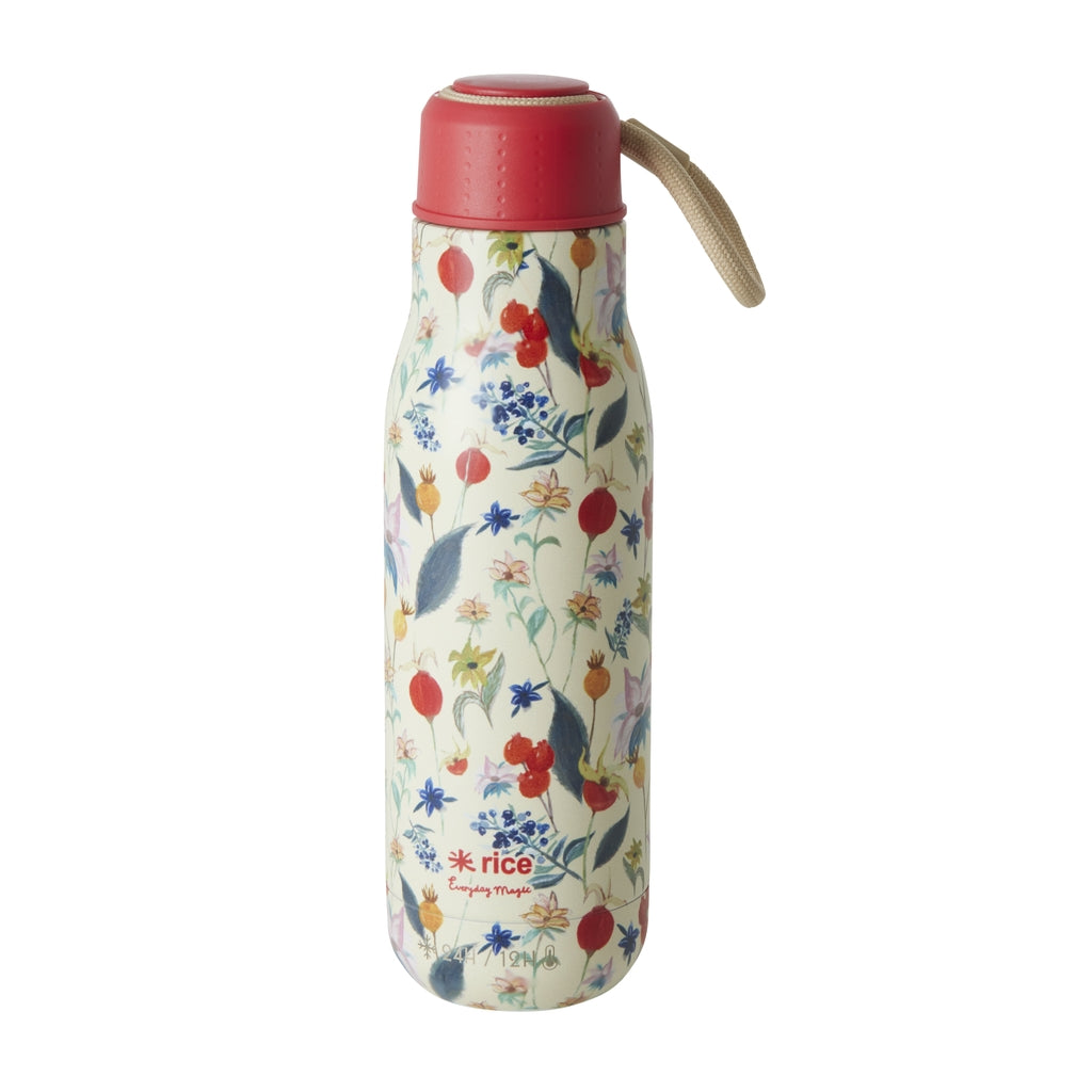 Edelstahl-Trinkflasche mit Winter-Rosenknospen-Aufdruck – 12 Stunden heiß/24 Stunden kalt – 500 ml