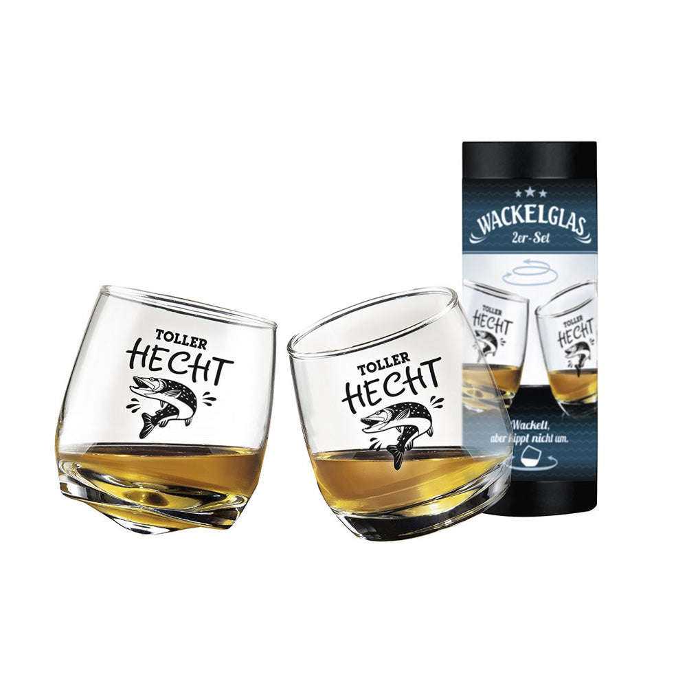 Glas Wackelglas 'toller Hecht'2er-Set