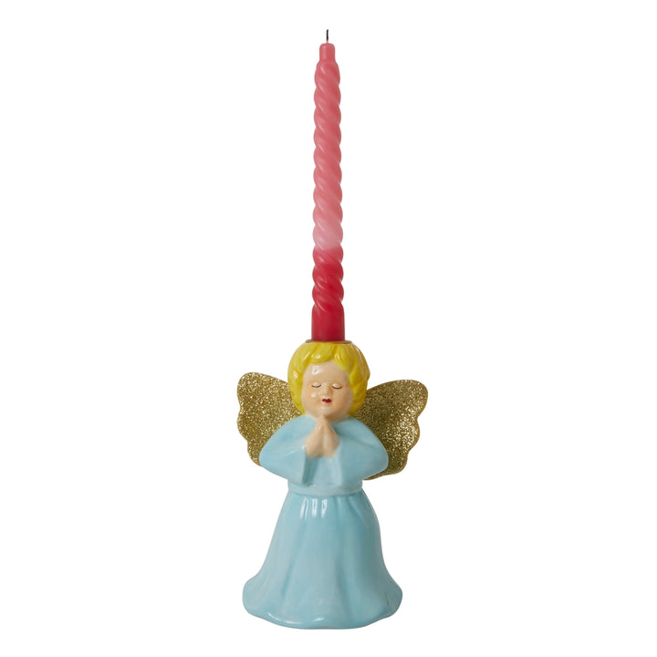 Ceramic Candle Holder in Baby Blue – Angel Shape – Large