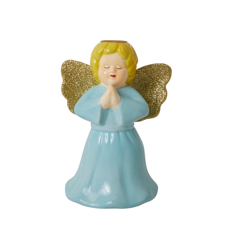 Ceramic Candle Holder in Baby Blue – Angel Shape – Large