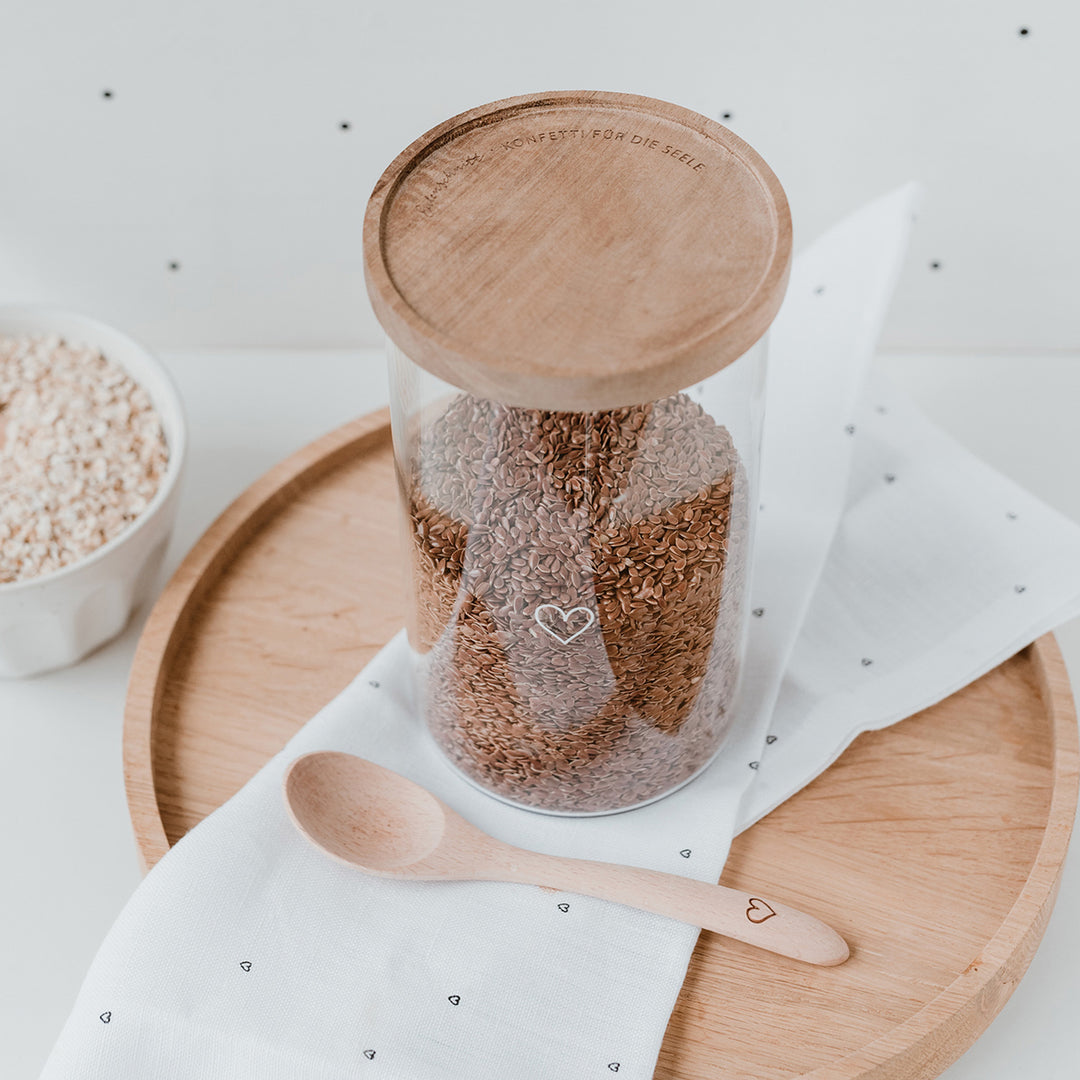 storage jar - heart white