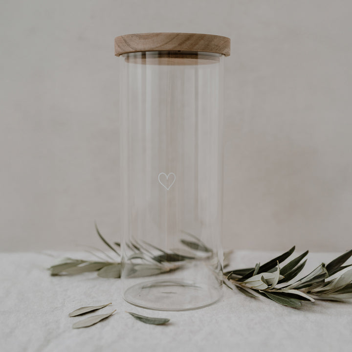 storage jar - heart white